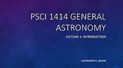 General Astronomy: Lecture 1 - Introduction