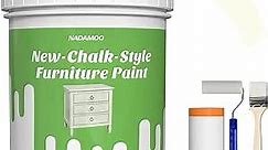 NADAMOO Chalked Paint for Furniture Crafts, Semi-Gloss Cabinet Paint Water-based Acrylic Wood Furniture Paint Countertop Painting, 35 OZ with tools, Ivory White