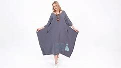 Anysize Vogue Loose Linen Cotton Dress Three Quarter Sleeve Spring Fall Plus Size Clothing F174A