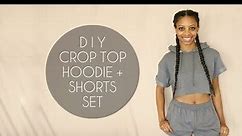 DIY Crop Top Hoodie   Shorts Set (No Sewing Required)