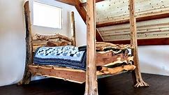 Rustic Log Bed Built from Fallen Storm Trees