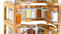 SUBEKYU Bamboo Spice Rack,2 Tier Expandable Spice Organizer Shelf for Kitchen/Sink Cabinet