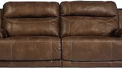 Signature Design by Ashley Austere Contemporary Faux Leather 2 Seat Reclining Sofa, Brown