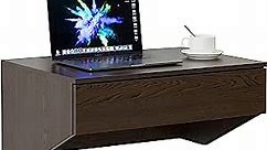 Wall Mounted Office Computer Desk with Drawer, Brown