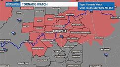 These Kentucky and Indiana counties are under a tornado watch until Wednesday morning