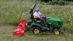 FLAIL MOWER & SUB COMPACT Tractor vs. OVERGROWN Grass, Weeds and Saplings! John Deere 1025R