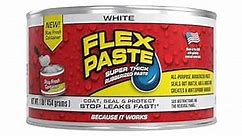 Flex Paste, 1 lb Can, White, Waterproof Paintable Putty, Spackle Sealant, Fill Gaps Cracks Holes - Block Out Water and Air - UV Resistant - Walls, Drywall, EPDM, Concrete, Roof, RV Repairs