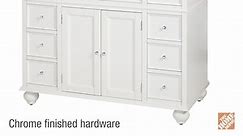 Home Decorators Collection Hampton Harbor 44 in. W x 22 in. D x 35 in. H Single Sink Freestanding Bath Vanity in Gray with White Marble Top BF-21375-DG