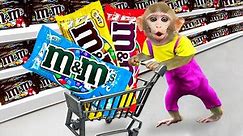 Baby Monkey Toro go shopping M&M Candy at the supermarket #Monkeymagic