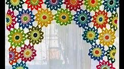 How to crochet easy flower colorful curtains by marifu6a