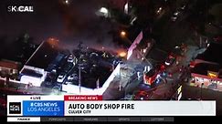 Fire engulfs auto body shop in Culver City