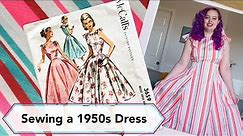 Sewing a Neon Striped 1950s party dress | Vintage sewing project + sew with me