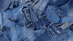 Denim Fabric Scraps Recycling Upcycling Jeans Stock Footage Video (100% Royalty-free) 1098552507 | Shutterstock