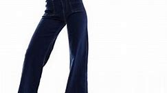 Stradivarius straight leg jean with button detail in indigo wash  | ASOS