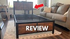 VECELO Bed Frame with Rustic Wood Headboard - Quick Review