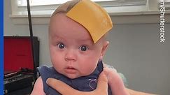 Cheese slice helps baby stop crying