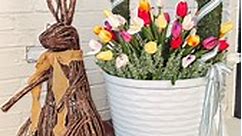 Take your traditional🌷 spring planters up a notch with this easy DIY Easter basket planter! 🐰Below is the supply list! -pool noodle -planter -foam dome -peel & stick moss sheets -faux tulips -filler flower -ribbon I got all my supplies including this cute spring dress from @walmart. Get creative and make your own version! . Comment 🌷EASTER🌷and I’ll dm you links to all the supplies, affordable planter options, spring porch decor ,and my dress! . Follow my shop @remingtonavenue on the @shop.LT