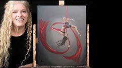 Learn How to Draw and Paint with acrylics AERIAL ACROBAT-Easy Beginner Tutorial-Paint & Sip at Home