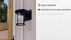 GAMA SONIC Solar Coach Weathered Bronze Modern Outdoor Solar Wall Sconce with Warm White Integrated LED Light Bulb Included 1BE40810