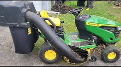 New And Improved John Deere Rear Bagger For 42 Deck Unboxing, Assembly, And Review