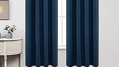 Joydeco Blackout Curtains 72 Inch Length 2 Panels Set, Thermal Insulated Long Curtains& Drapes 2 Burg, Room Darkening Grommet Curtains for Living Room Bedroom Window (W52 x L72 Inch, Navy Blue)