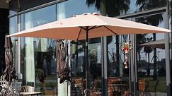 Pakarde 6.6x10 ft Rectangular Patio Umbrella Outdoor Patio Table Umbrella w/Push Button Tilt & Crank, Market Umbrellas UV Protection Waterproof for Lawn, Garden, Deck, Yard & Pool (Beige)