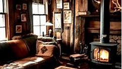 Winter Cabin with Fireplace Inspiration | Cabin interior design, Log cabin interior, Small cabin interiors