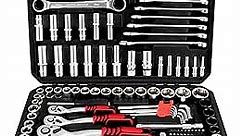 LLNDEI Mechanic Tool Set and Socket Wrench Set, 152PCS, Metric, 1/2", 3/8", 1/4" Drive Standard and Deep Sockets|Ratchet Set-Professional Tool set for Garage, Automotive