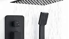 LCEVCGK Shower Head, Shower Faucet Set Square Shower Combo System with 8'' Rainfall Shower Head Wall Mount Handheld Shower,Stainless Steel Bath Shower Head,Matte Black