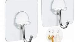 FOTYRIG Adhesive Hooks Heavy Duty Wall Hooks Sticky Hooks for Hanging Wall Hangers Without Nails 15lb(Max) 180 Degree Rotating Seamless Stick on Bathroom Kitchen Office Outdoors-10 Packs