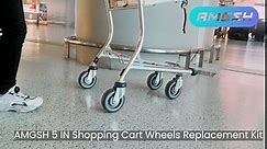 Shopping Cart Wheels Replacement | 4 Pack Shopping Cart Caster, 5-inch Diameter Shopping Cart Wheels with Axles Bolts (Blue)