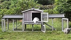 Extra Large Chicken Coop, Wooden Hen House Outdoor Bunny Hutch - Upgrade with Bottom PVC Layer