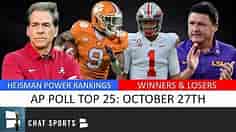 AP Poll: College Football Top 25 Rankings For Week 9, New #1 Team + Winners & Losers