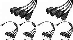 Kanayu 10 Pcs 3 Prong 1 to 4 Extension Cord Splitter, 4 Way Power Cord Splitter Cable Black Outlet Splitter 3 Prong Outdoor Splitter Plug Power Strip Outlet Plug for Home Office Computer, SJT 16 AWG