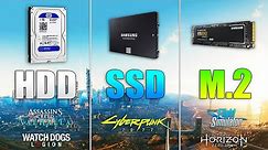 M.2 NVME vs SSD SATA vs HDD - Loading Times in Games 2021
