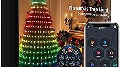 7 Ft Plug in Christmas Tree Lights - Multicolor LED Animated Lightshow with 400 LEDs - Remote & App Controlled, Music Sync, 12 Modes - for Indoor/Outdoor Use, Multicolor & Warm White