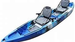 BKC TK122 Angler 12-Foot, 8 inch Tandem 2 or 3 Person Sit On Top Fishing Kayak w/Upright Aluminum Frame Seats and Paddles (Blue Camo)