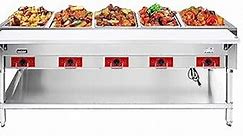 KITMA 5 Open Well Electric Steam Tables - 240 V Warmer Food Table, 36 Quart Electric Hot Food Warm Table for Buffets and Catering, Warming Control Knobs，Front Serving Area
