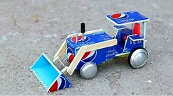Amazing Homemade Front Loader Tractor with Pepsi Cans.