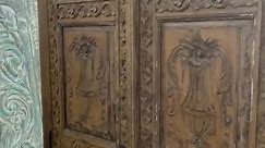 Mogul Interior Antique Armoire, Warm Earthy Hues Anglo Indian Carved Statement Cabinet