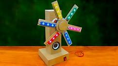 How to make table fan included light and speaker using cardboard - table fan with light and speaker