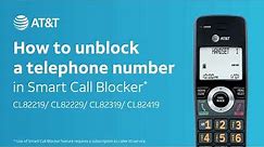 Unblock a telephone number in Smart Call Blocker on AT&T CL Series DECT 6.0 cordless telephone