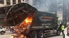 Garbage Truck Ablaze in Middle of Street