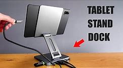 This iPad TABLET STAND is a Charging Docking Station and USB C Hub - Minisopuru