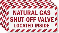 SmartSign "Natural Gas Shut-Off Valve Located Inside" Pack of 5 Labels | 2.5" x 5" Laminated Vinyl