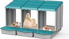 Chicken Nesting Boxes Chicken Laying Boxes with Perch Roll Out Nesting Boxes Hardware, Mounted Chicken Nest Box Nesting Box for Chicken Coop with Perch Eggs Protected Collection Area （Green 3 Pack）