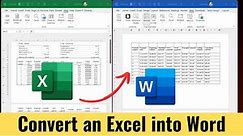 How to convert an Excel document into Word document | How to copy table from excel to Word