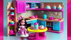 Barbie Doll Kitchen Set | Mini Barbie Kitchen | Seek and Spot