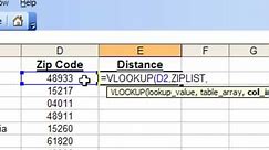 Find Zip Codes in a Radius using Excel