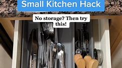 If you have a small kitchen with not a lot of storage you need this utensil holder. It frees up so much space in your drawer! Best small kitchen hack! #smallkitchenhacks #kitchenstorage